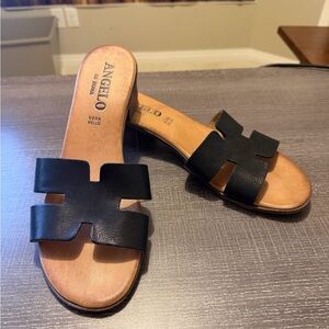 Angelo of Roma Black Leather Women's Sandals